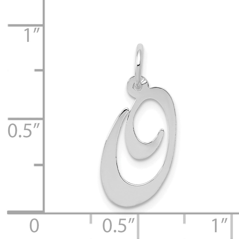 Alternate view of the 14k White Gold, Ella Collection Medium Fancy Script Initial O Pendant by The Black Bow Jewelry Co.