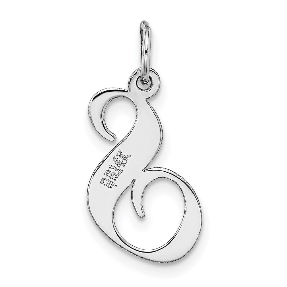 Alternate view of the 14k White Gold, Ella Collection Medium Fancy Script Initial S Pendant by The Black Bow Jewelry Co.
