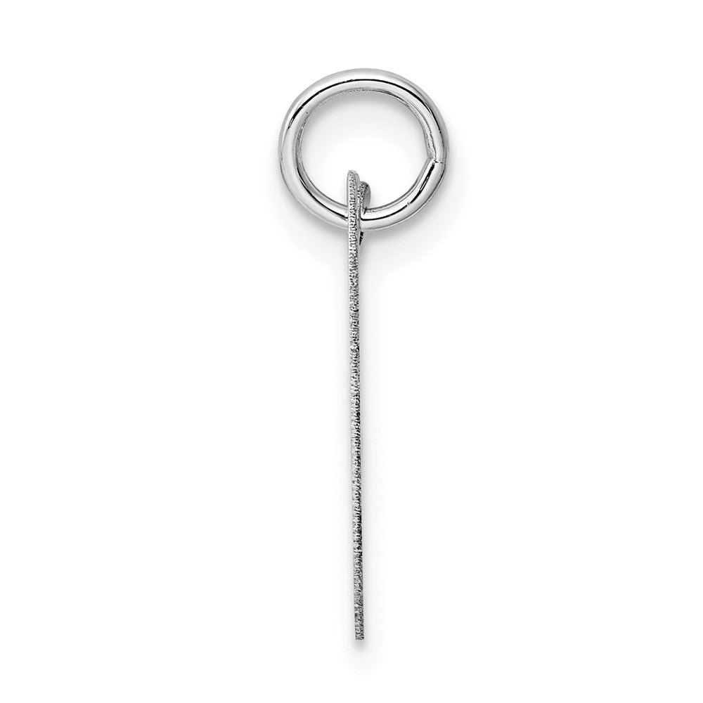 Alternate view of the 14k White Gold, Ella Collection Medium Fancy Script Initial V Pendant by The Black Bow Jewelry Co.