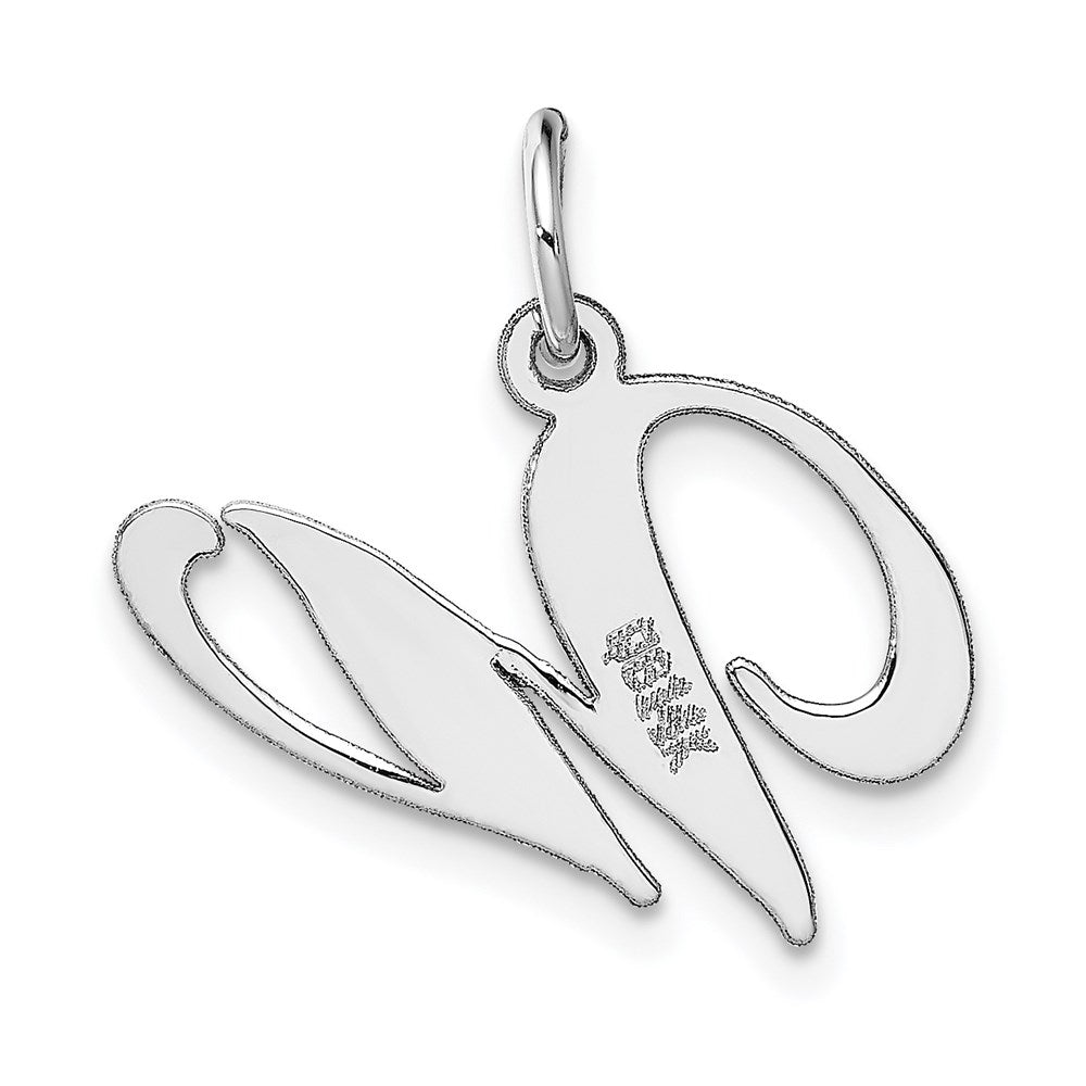 Alternate view of the 14k White Gold, Ella Collection Medium Fancy Script Initial W Pendant by The Black Bow Jewelry Co.