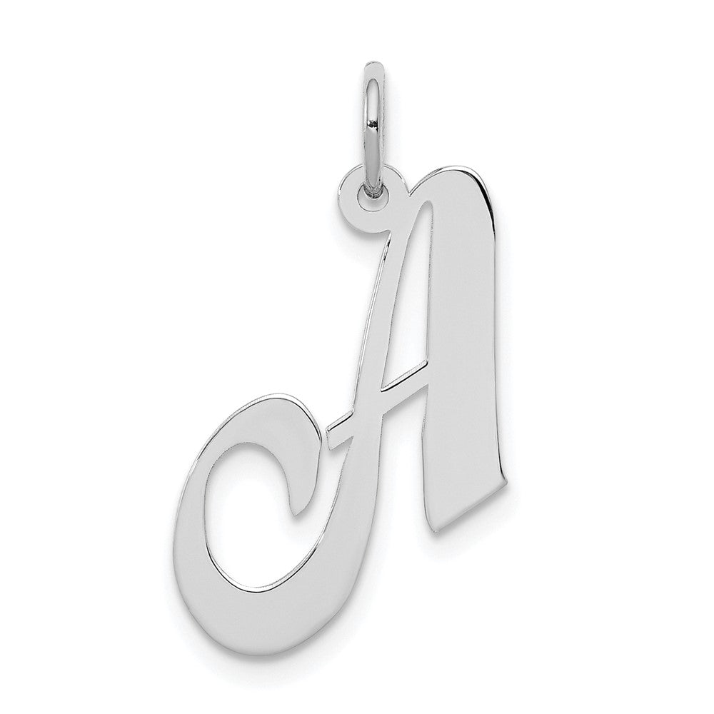 Sterling Silver, Ella Collection Medium Fancy Script Initial A Pendant, Item P10356-A by The Black Bow Jewelry Co.