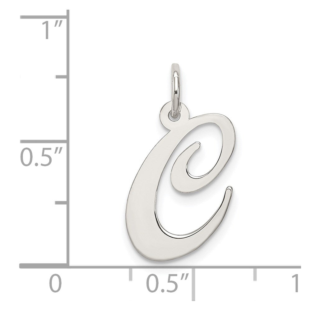 Alternate view of the Sterling Silver, Ella Collection Medium Fancy Script Initial C Pendant by The Black Bow Jewelry Co.