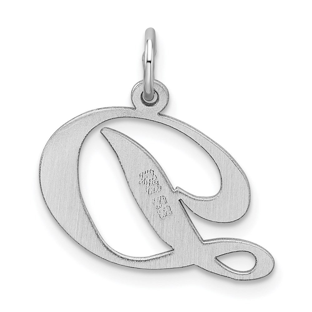 Alternate view of the Sterling Silver, Ella Collection Medium Fancy Script Initial D Pendant by The Black Bow Jewelry Co.