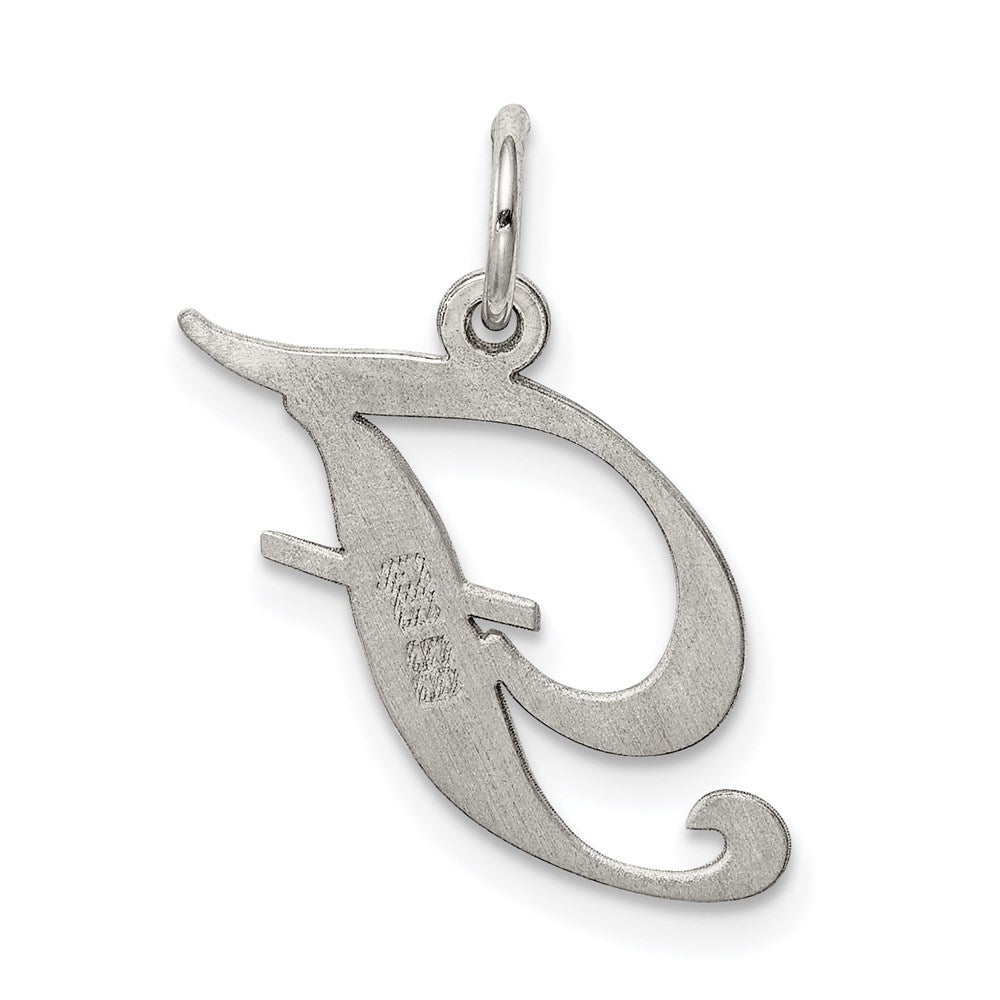 Alternate view of the Sterling Silver, Ella Collection Medium Fancy Script Initial F Pendant by The Black Bow Jewelry Co.