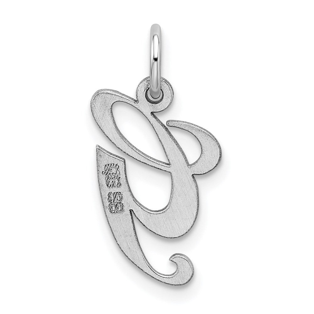 Alternate view of the Sterling Silver, Ella Collection Medium Fancy Script Initial G Pendant by The Black Bow Jewelry Co.