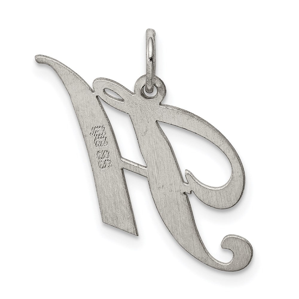 Alternate view of the Sterling Silver, Ella Collection Medium Fancy Script Initial H Pendant by The Black Bow Jewelry Co.