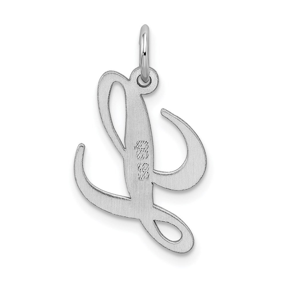 Alternate view of the Sterling Silver, Ella Collection Medium Fancy Script Initial L Pendant by The Black Bow Jewelry Co.