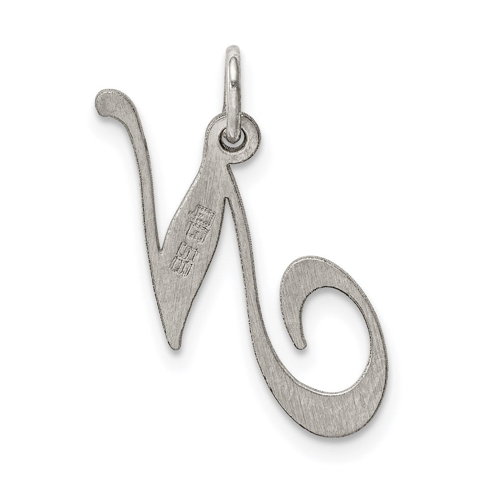 Alternate view of the Sterling Silver, Ella Collection Medium Fancy Script Initial N Pendant by The Black Bow Jewelry Co.