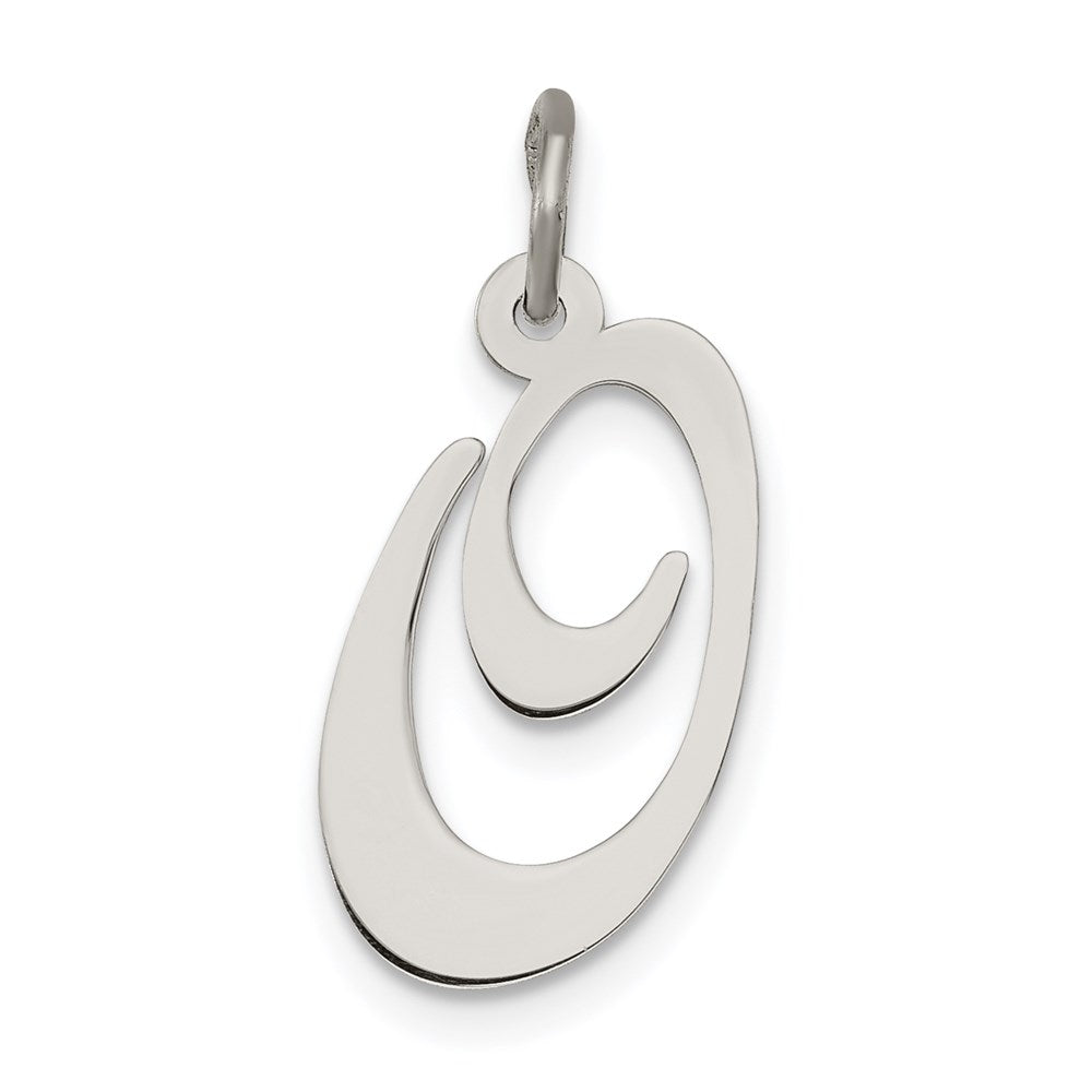 Sterling Silver, Ella Collection Medium Fancy Script Initial O Pendant, Item P10356-O by The Black Bow Jewelry Co.