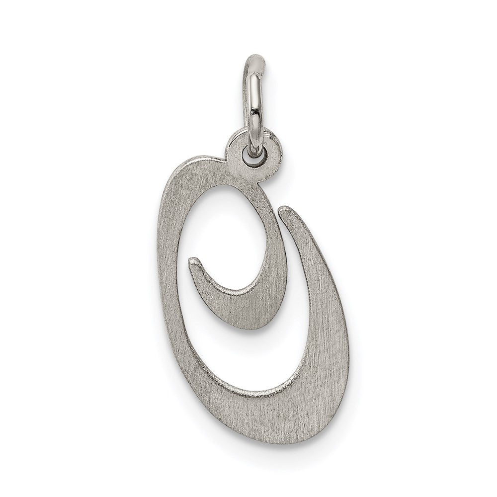 Alternate view of the Sterling Silver, Ella Collection Medium Fancy Script Initial O Pendant by The Black Bow Jewelry Co.