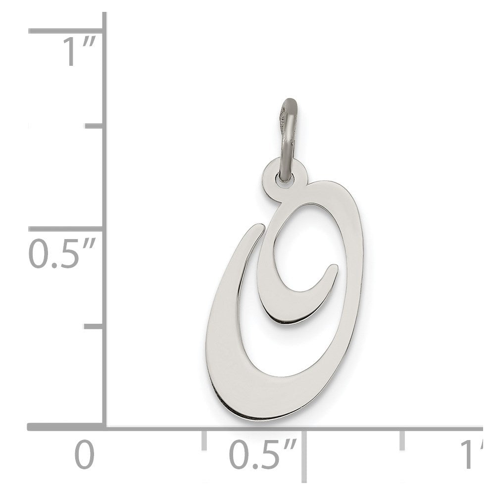 Alternate view of the Sterling Silver, Ella Collection Medium Fancy Script Initial O Pendant by The Black Bow Jewelry Co.
