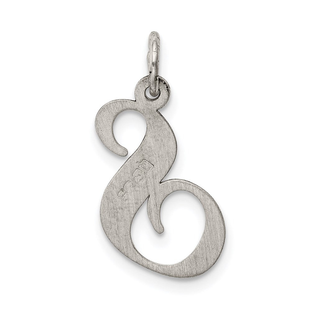 Alternate view of the Sterling Silver, Ella Collection Medium Fancy Script Initial S Pendant by The Black Bow Jewelry Co.