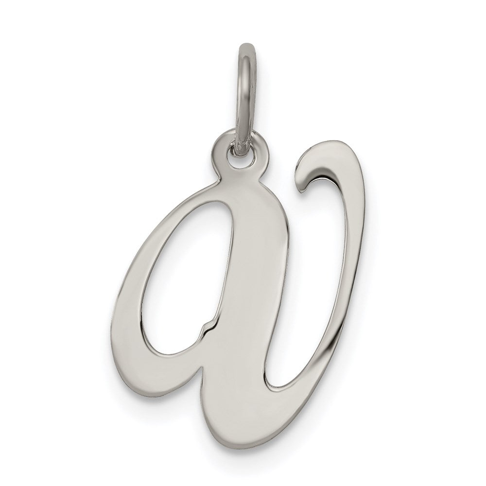 Sterling Silver, Ella Collection Medium Fancy Script Initial V Pendant, Item P10356-V by The Black Bow Jewelry Co.