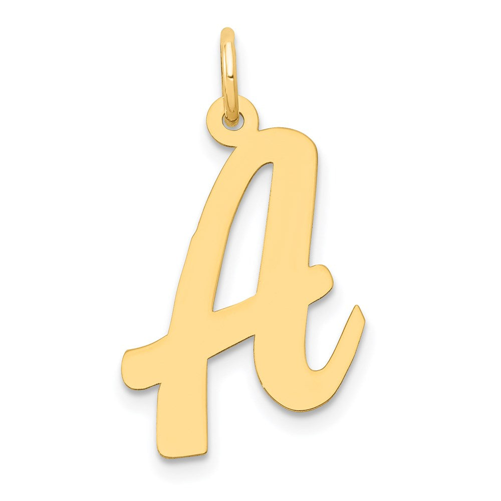 14k Yellow Gold Madison Collection LG Classic Script Initial A Pendant, Item P10357-A by The Black Bow Jewelry Co.