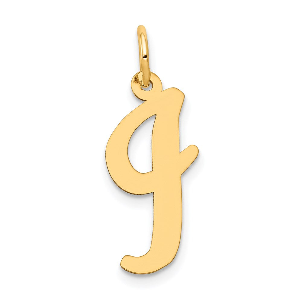 14k Yellow Gold Madison Collection LG Classic Script Initial I Pendant, Item P10357-I by The Black Bow Jewelry Co.