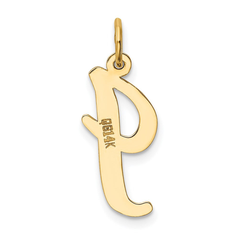 Alternate view of the 14k Yellow Gold Madison Collection LG Classic Script Initial I Pendant by The Black Bow Jewelry Co.