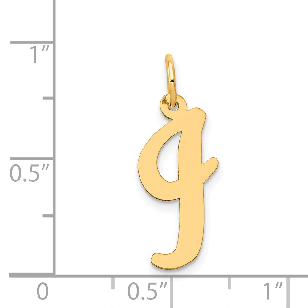 Alternate view of the 14k Yellow Gold Madison Collection LG Classic Script Initial I Pendant by The Black Bow Jewelry Co.