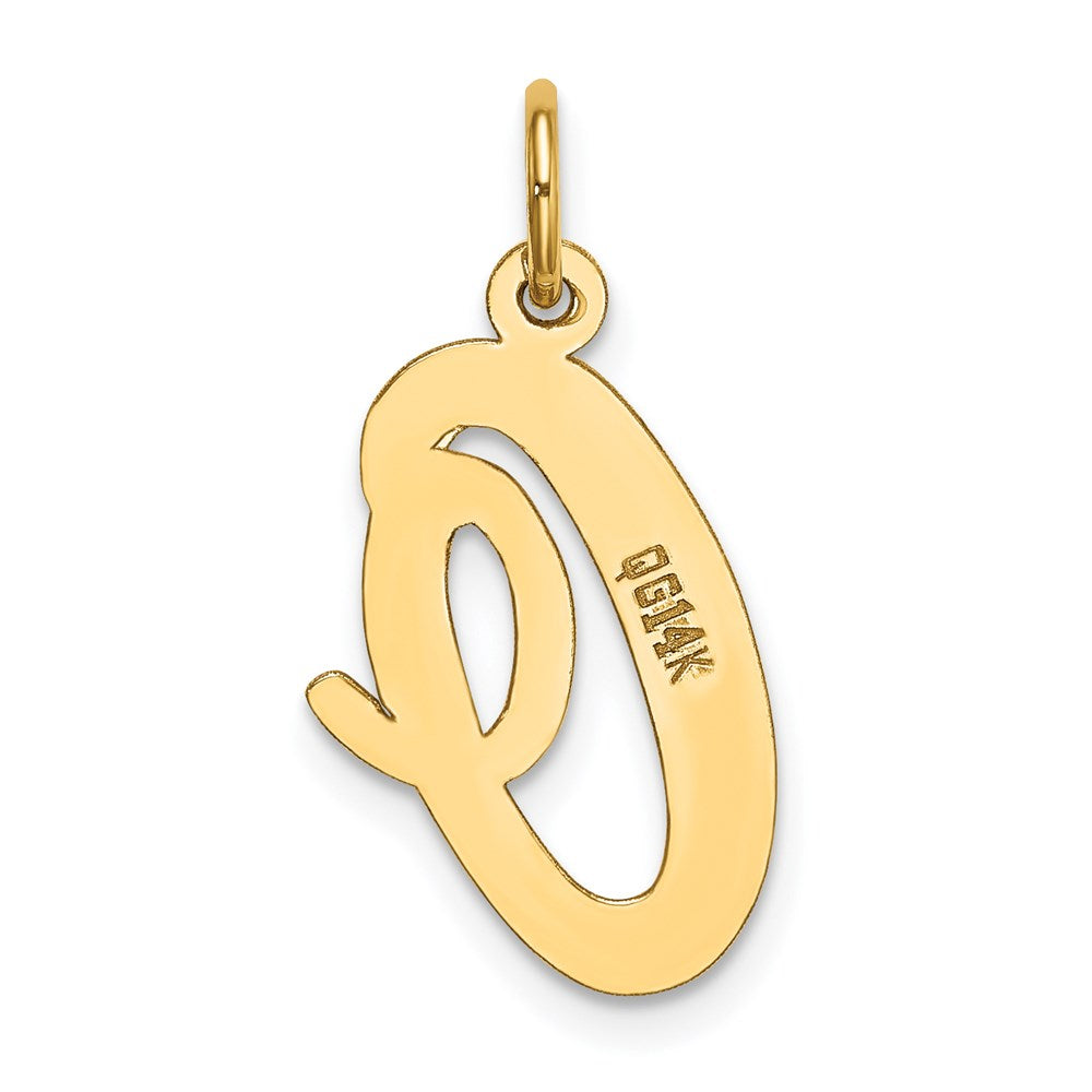 Alternate view of the 14k Yellow Gold Madison Collection LG Classic Script Initial O Pendant by The Black Bow Jewelry Co.