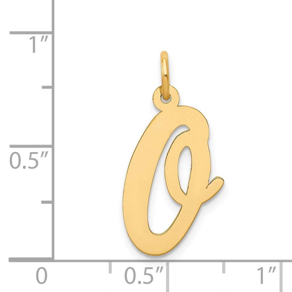Alternate view of the 14k Yellow Gold Madison Collection LG Classic Script Initial O Pendant by The Black Bow Jewelry Co.