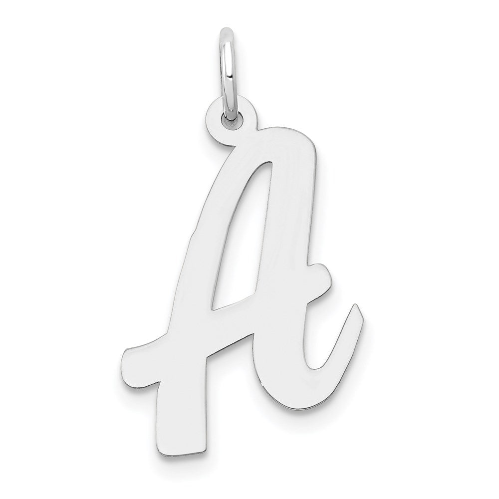 14k White Gold, Madison Collection LG Classic Script Initial A Pendant, Item P10358-A by The Black Bow Jewelry Co.
