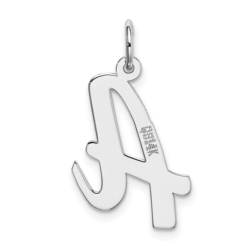 Alternate view of the 14k White Gold, Madison Collection LG Classic Script Initial A Pendant by The Black Bow Jewelry Co.