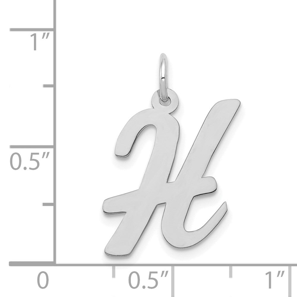 Alternate view of the 14k White Gold, Madison Collection LG Classic Script Initial H Pendant by The Black Bow Jewelry Co.