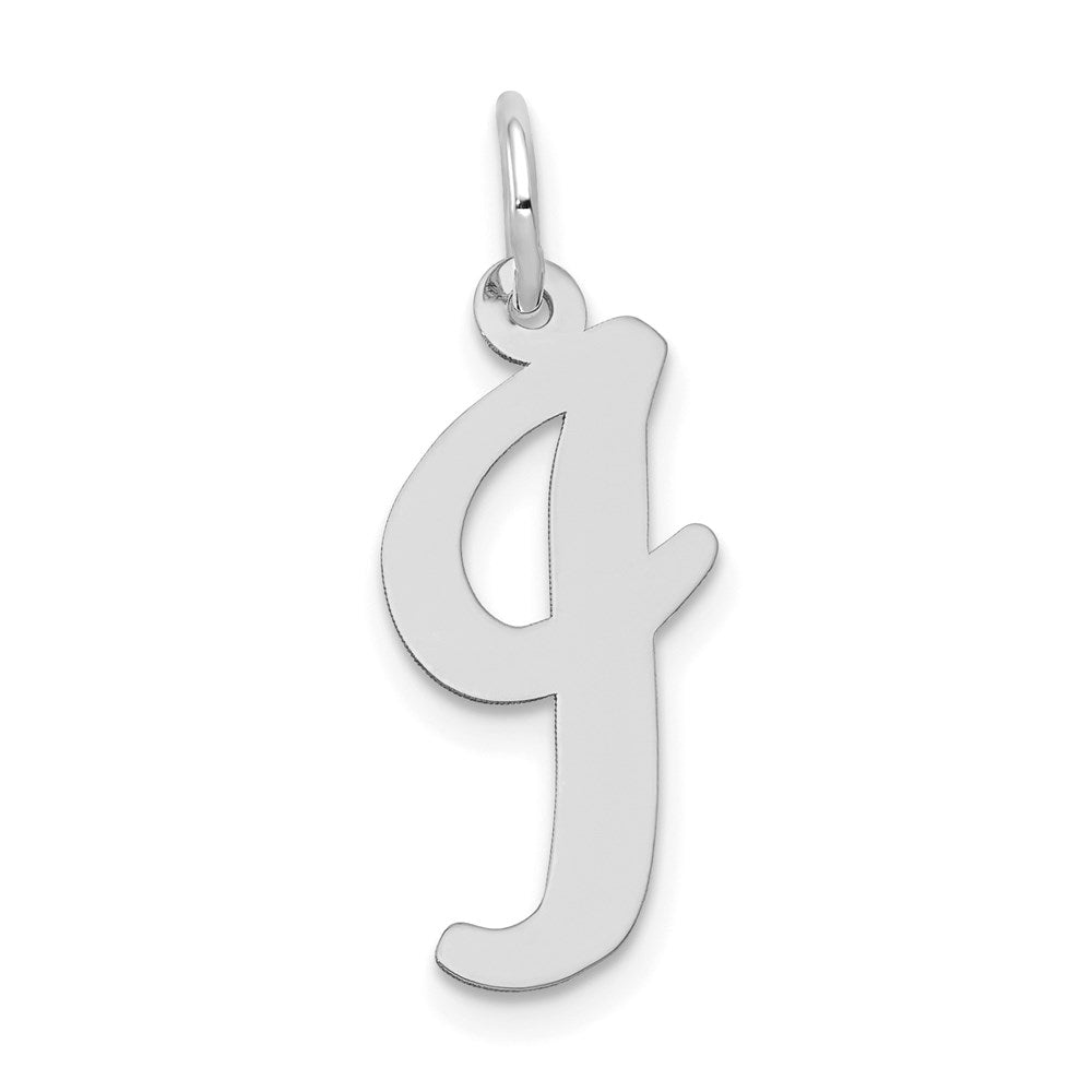 14k White Gold, Madison Collection LG Classic Script Initial I Pendant, Item P10358-I by The Black Bow Jewelry Co.