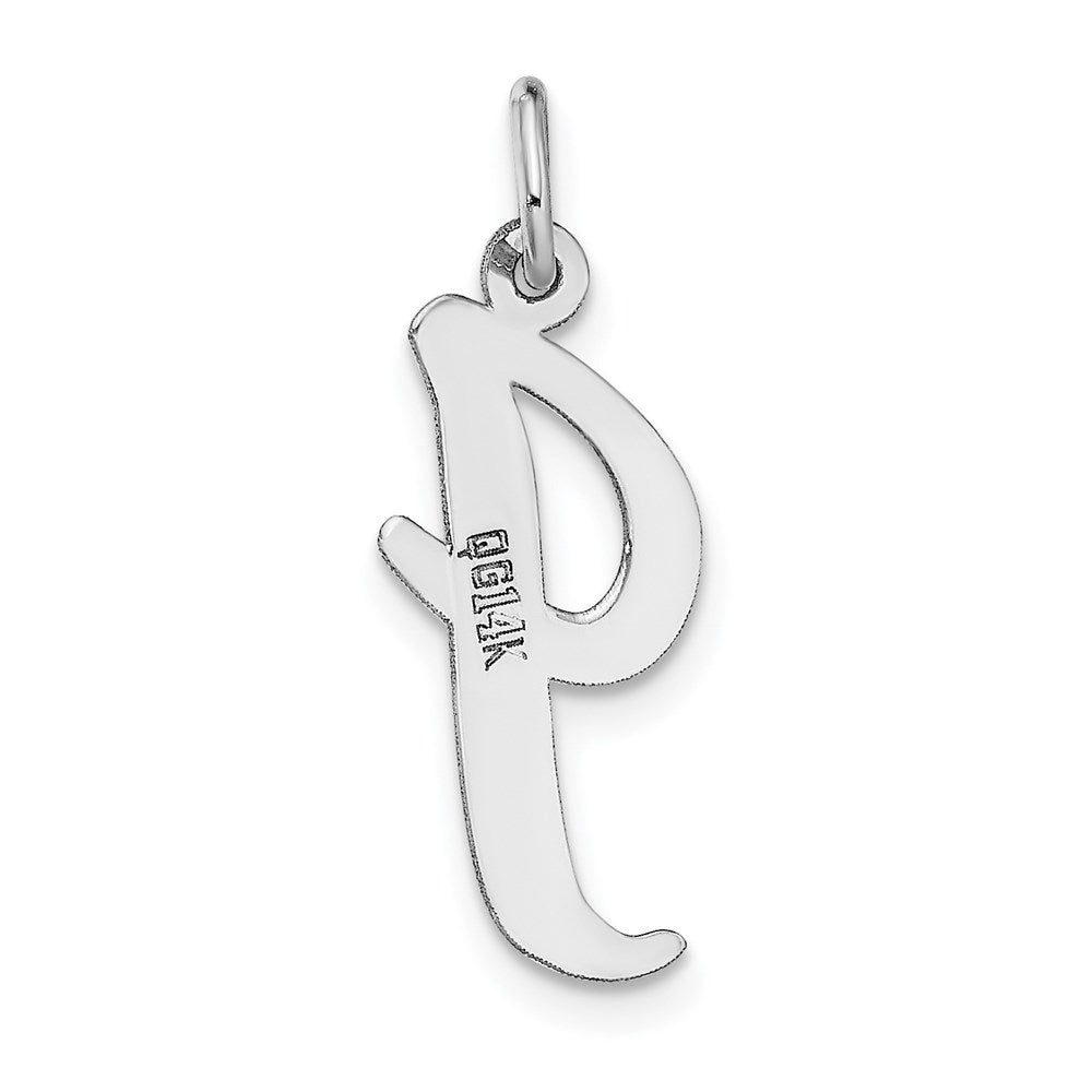 Alternate view of the 14k White Gold, Madison Collection LG Classic Script Initial I Pendant by The Black Bow Jewelry Co.