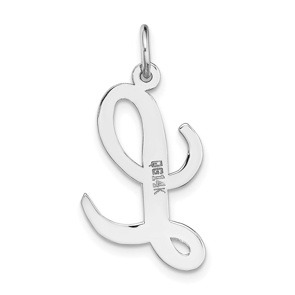 Alternate view of the 14k White Gold, Madison Collection LG Classic Script Initial L Pendant by The Black Bow Jewelry Co.