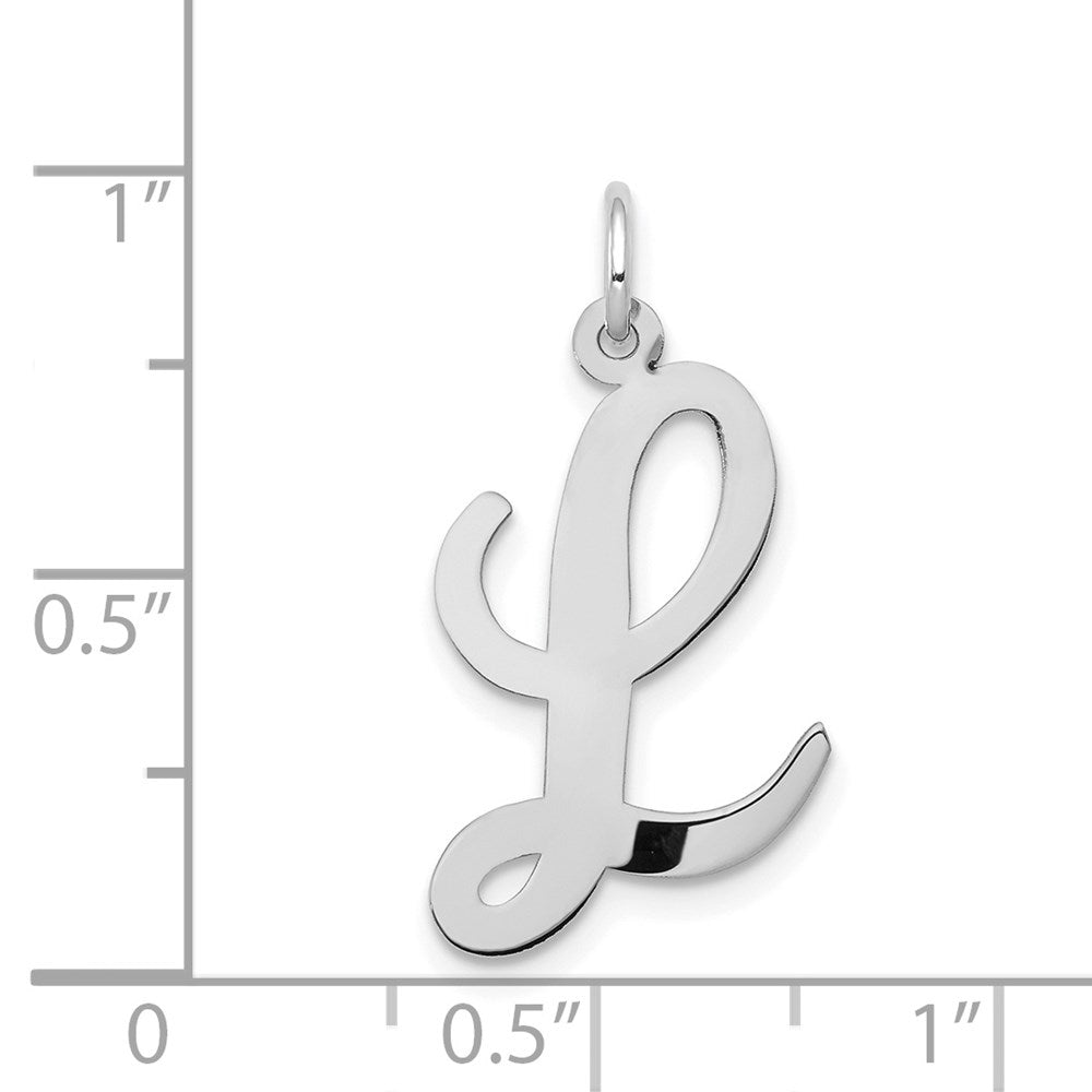 Alternate view of the 14k White Gold, Madison Collection LG Classic Script Initial L Pendant by The Black Bow Jewelry Co.