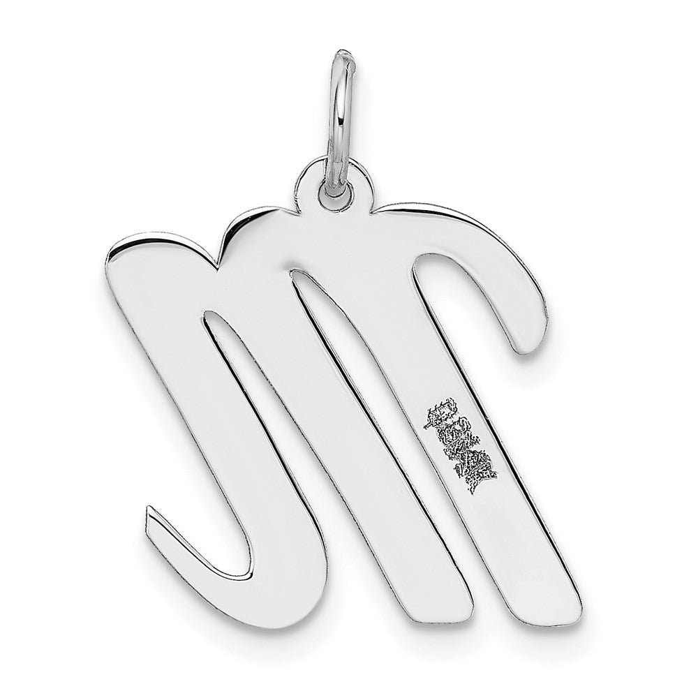 Alternate view of the 14k White Gold, Madison Collection LG Classic Script Initial M Pendant by The Black Bow Jewelry Co.
