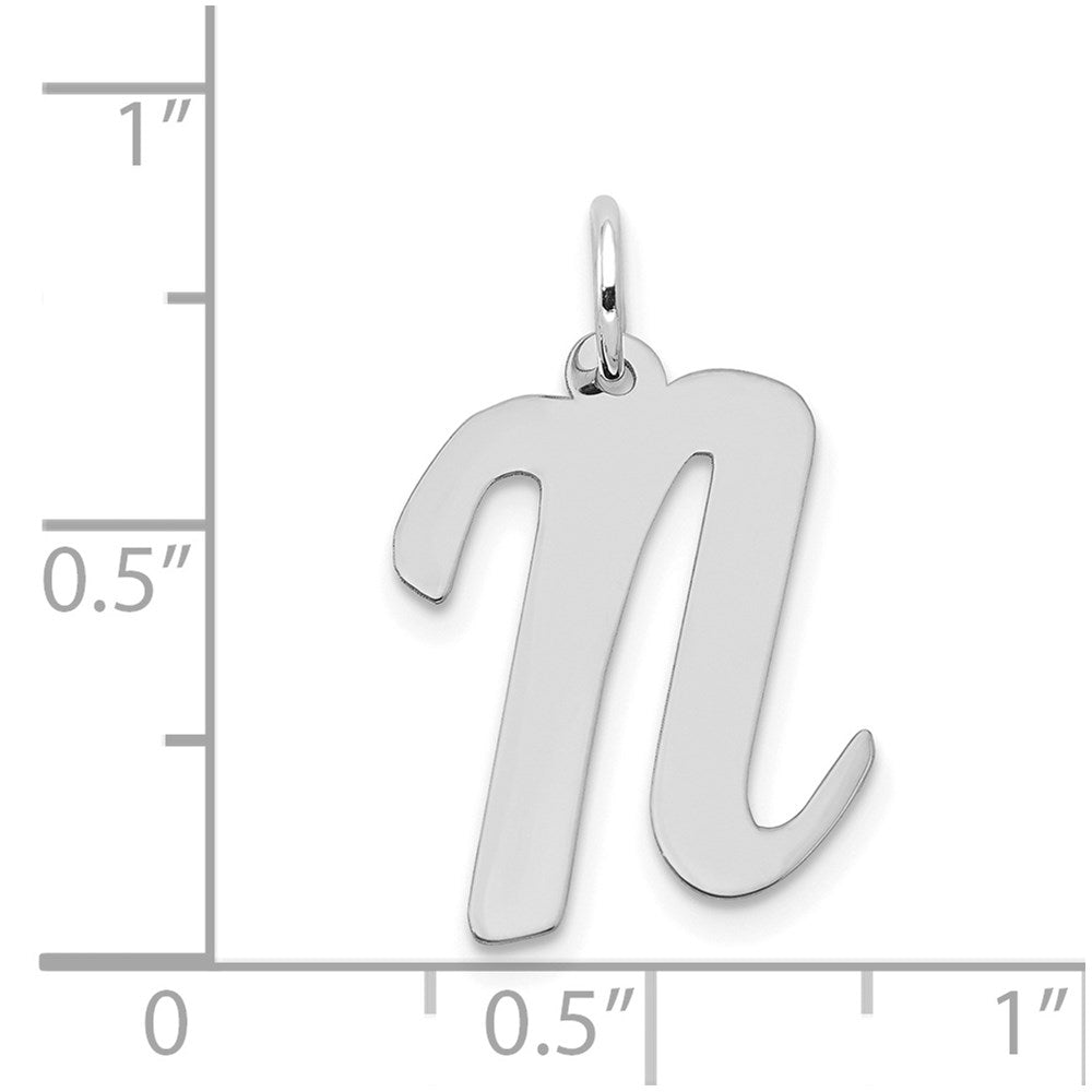 Alternate view of the 14k White Gold, Madison Collection LG Classic Script Initial N Pendant by The Black Bow Jewelry Co.