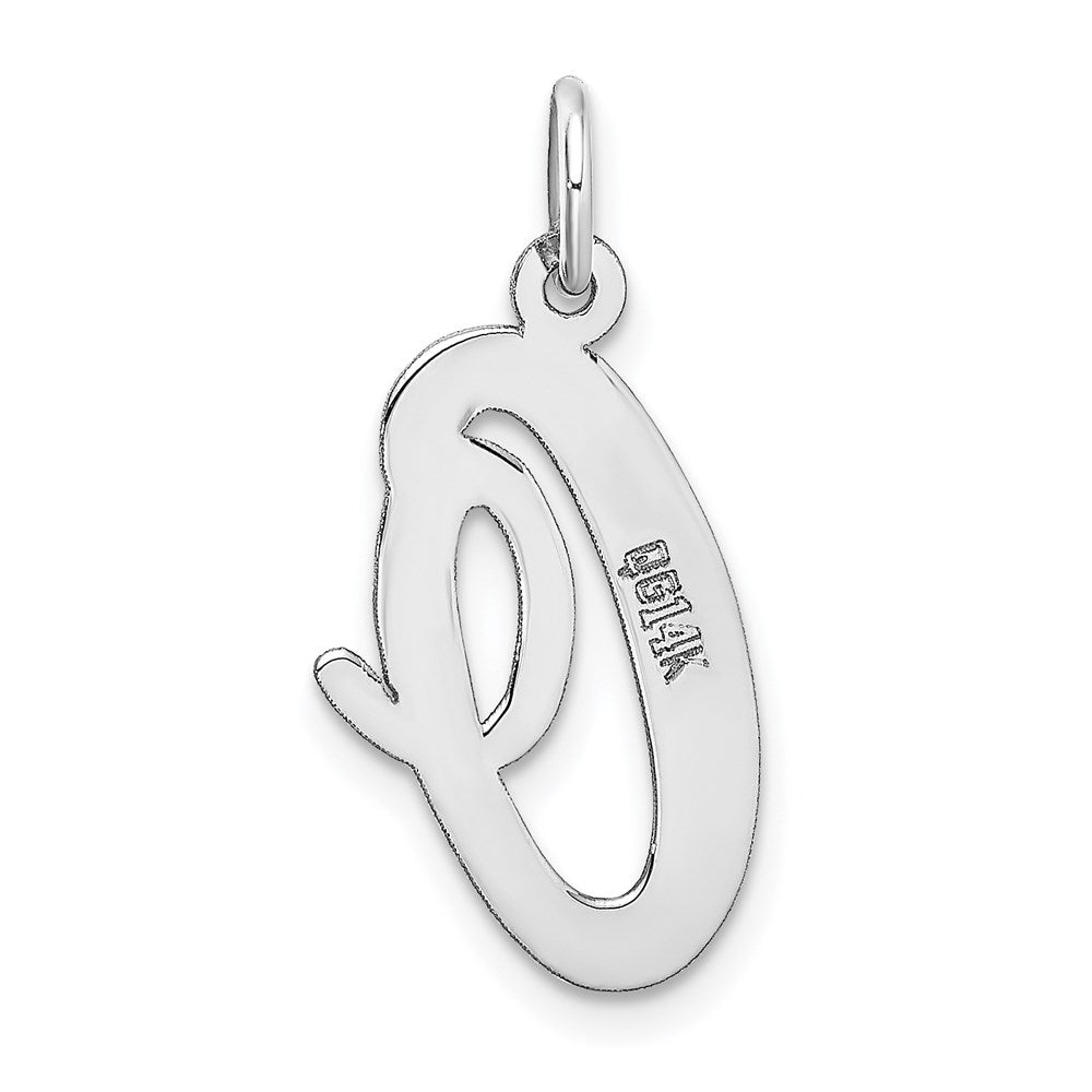 Alternate view of the 14k White Gold, Madison Collection LG Classic Script Initial O Pendant by The Black Bow Jewelry Co.