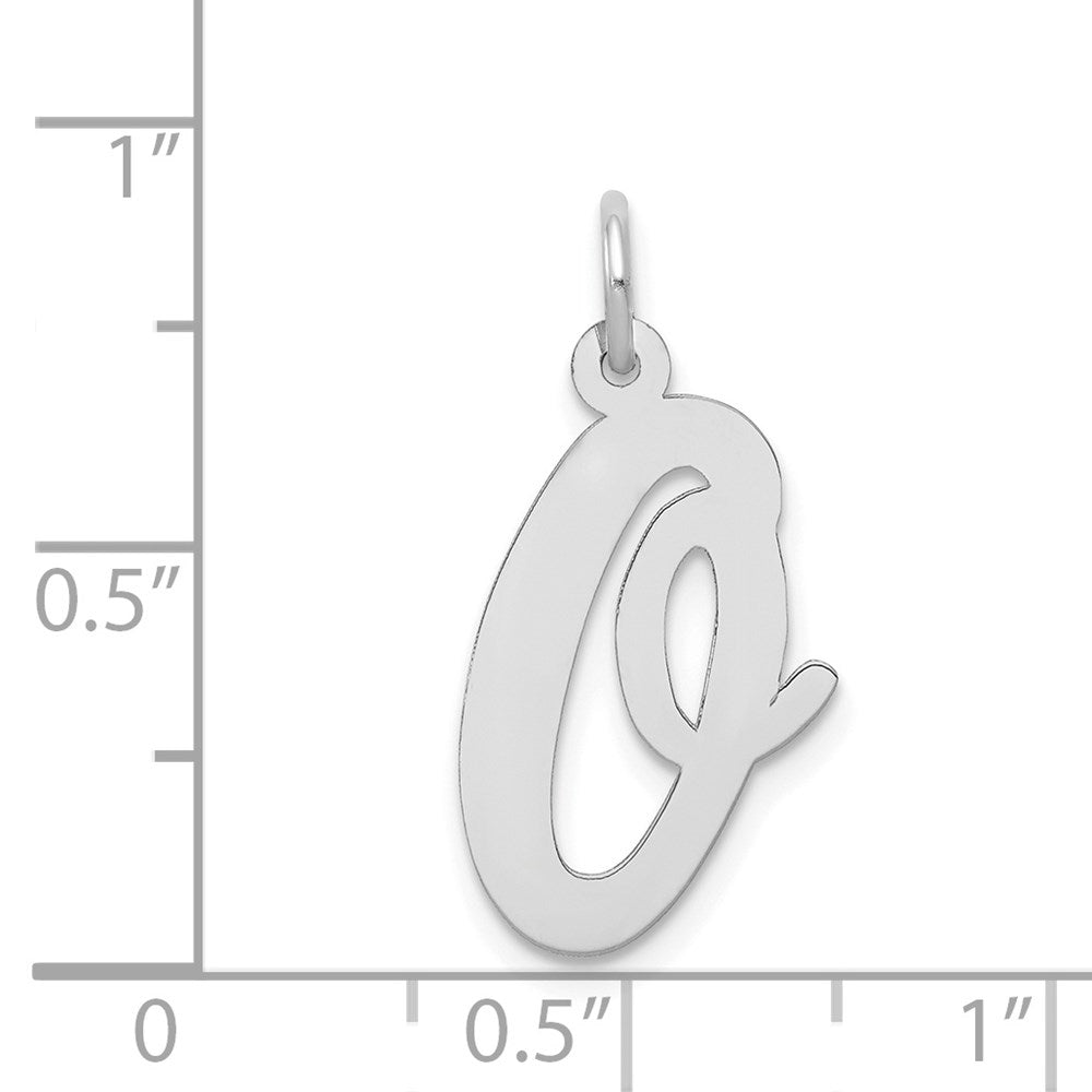 Alternate view of the 14k White Gold, Madison Collection LG Classic Script Initial O Pendant by The Black Bow Jewelry Co.