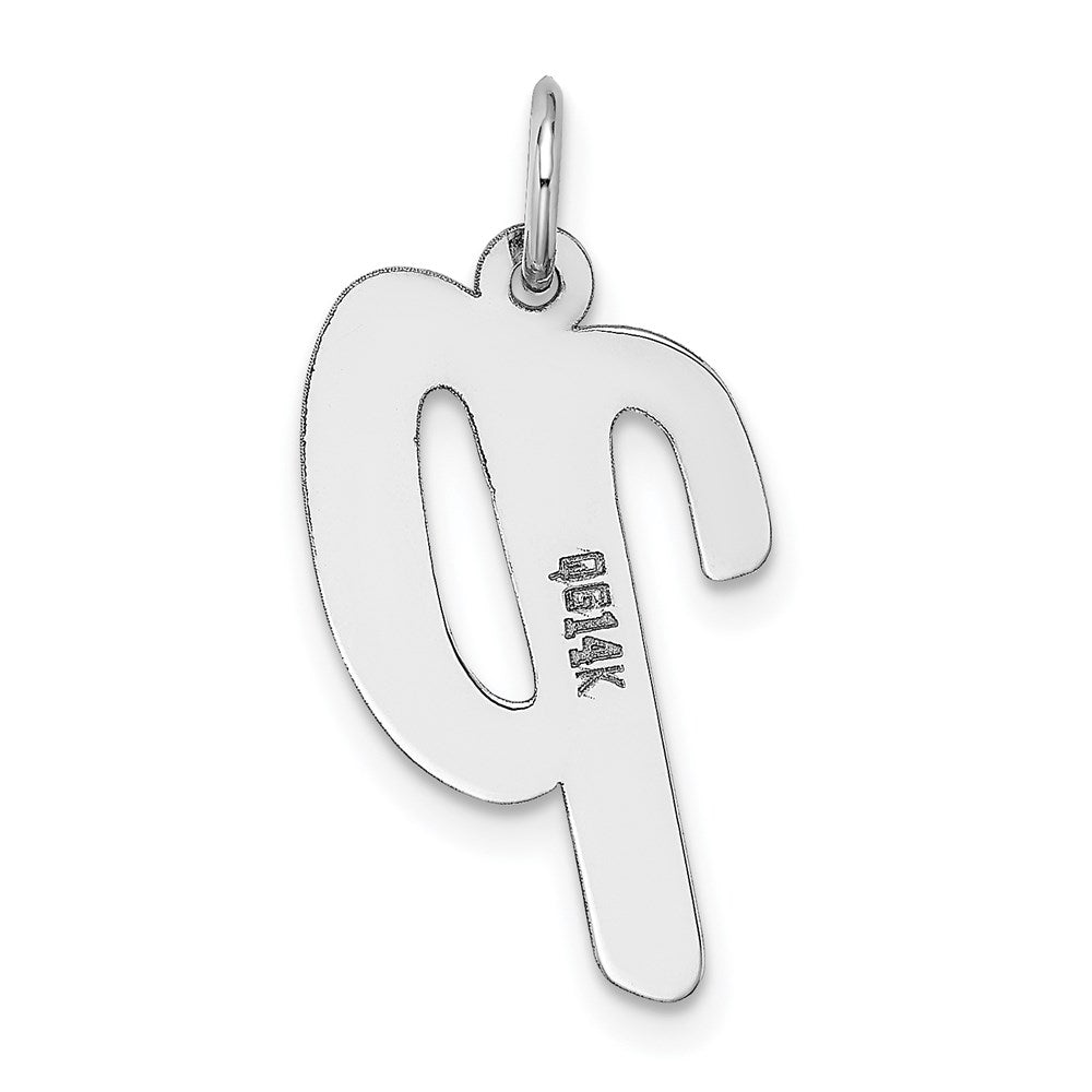 Alternate view of the 14k White Gold, Madison Collection LG Classic Script Initial P Pendant by The Black Bow Jewelry Co.