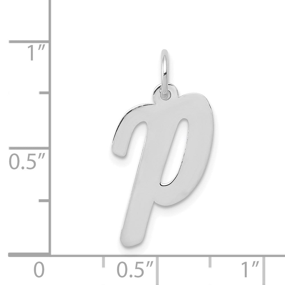 Alternate view of the 14k White Gold, Madison Collection LG Classic Script Initial P Pendant by The Black Bow Jewelry Co.