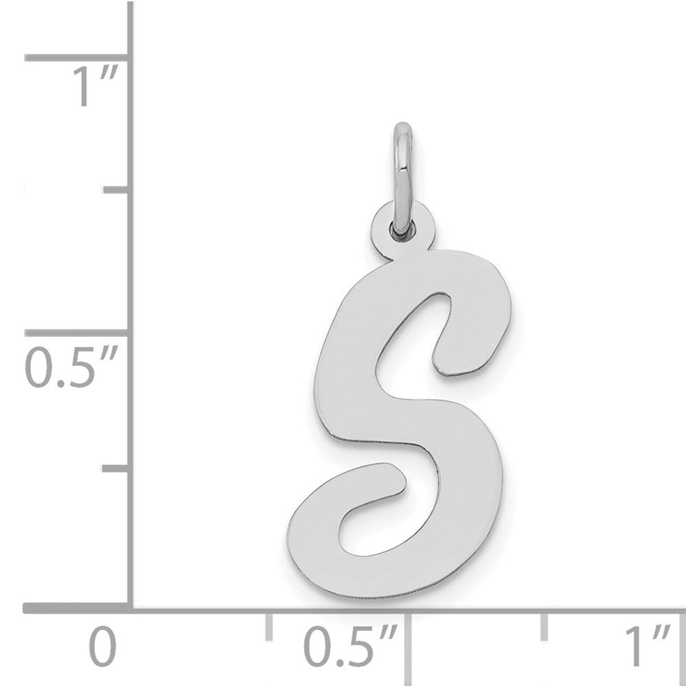 Alternate view of the 14k White Gold, Madison Collection LG Classic Script Initial S Pendant by The Black Bow Jewelry Co.