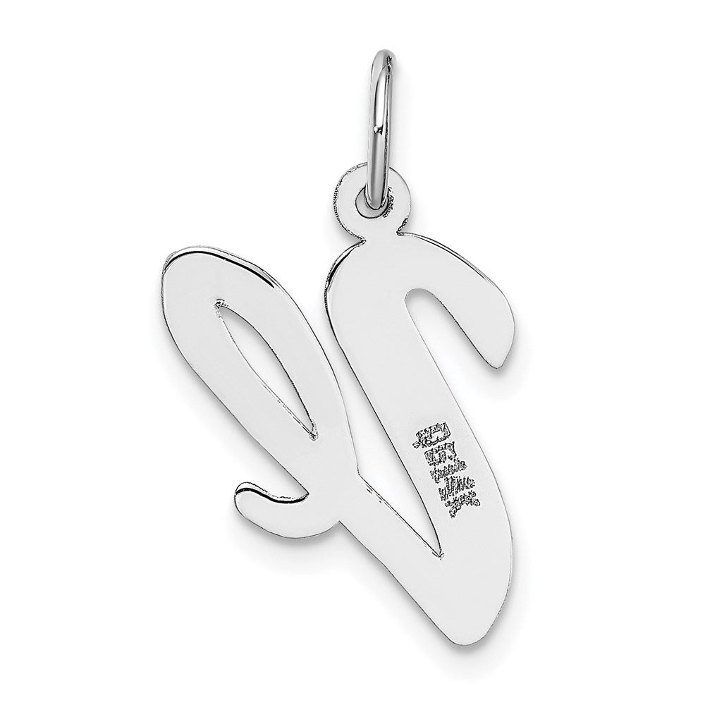 Alternate view of the 14k White Gold, Madison Collection LG Classic Script Initial V Pendant by The Black Bow Jewelry Co.