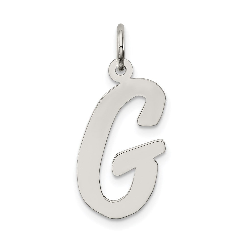 Sterling Silver Madison Collection LG Classic Script Initial G Pendant, Item P10359-G by The Black Bow Jewelry Co.