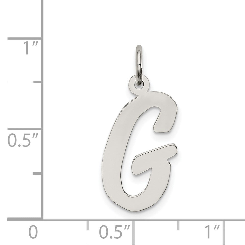 Alternate view of the Sterling Silver Madison Collection LG Classic Script Initial G Pendant by The Black Bow Jewelry Co.