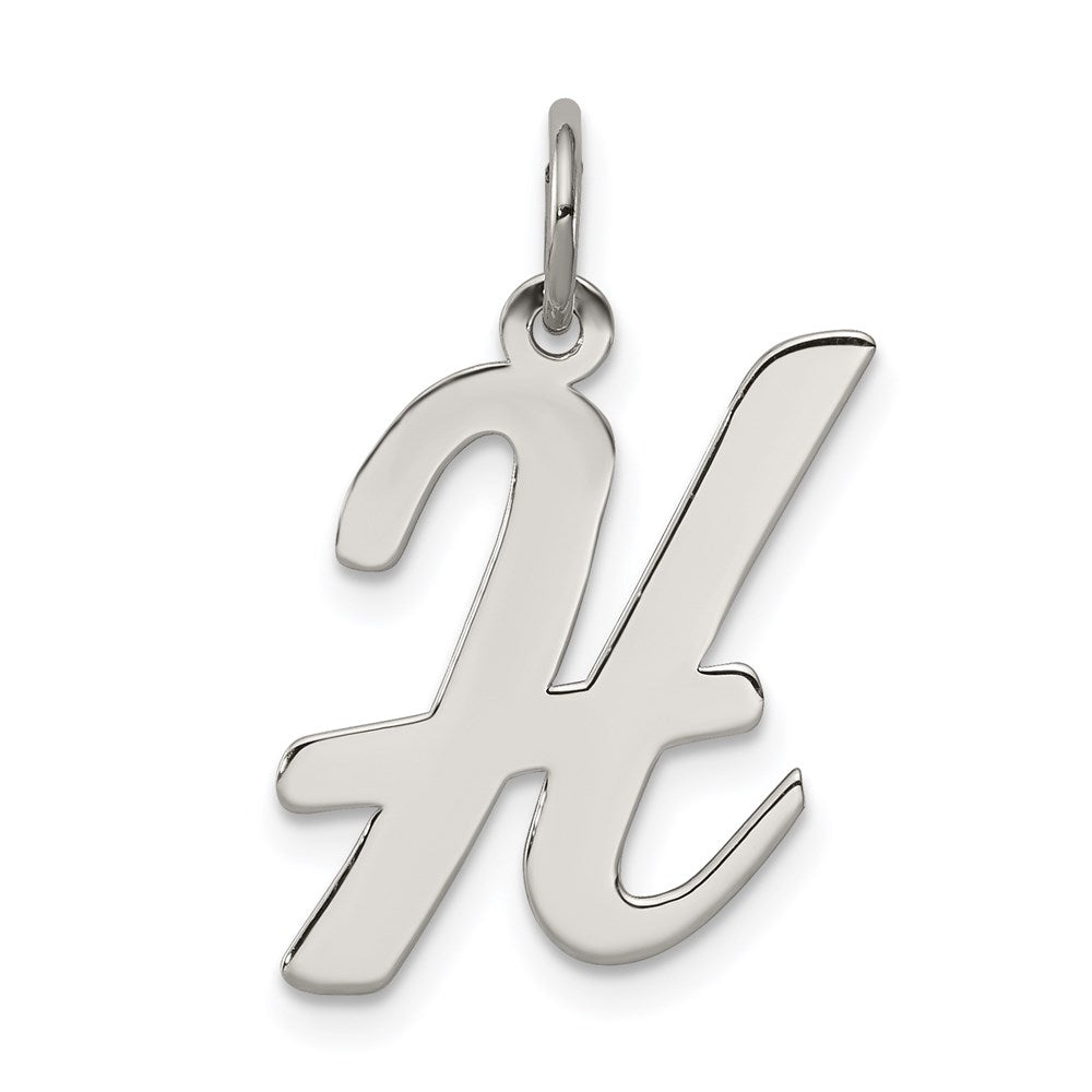 Sterling Silver Madison Collection LG Classic Script Initial H Pendant, Item P10359-H by The Black Bow Jewelry Co.