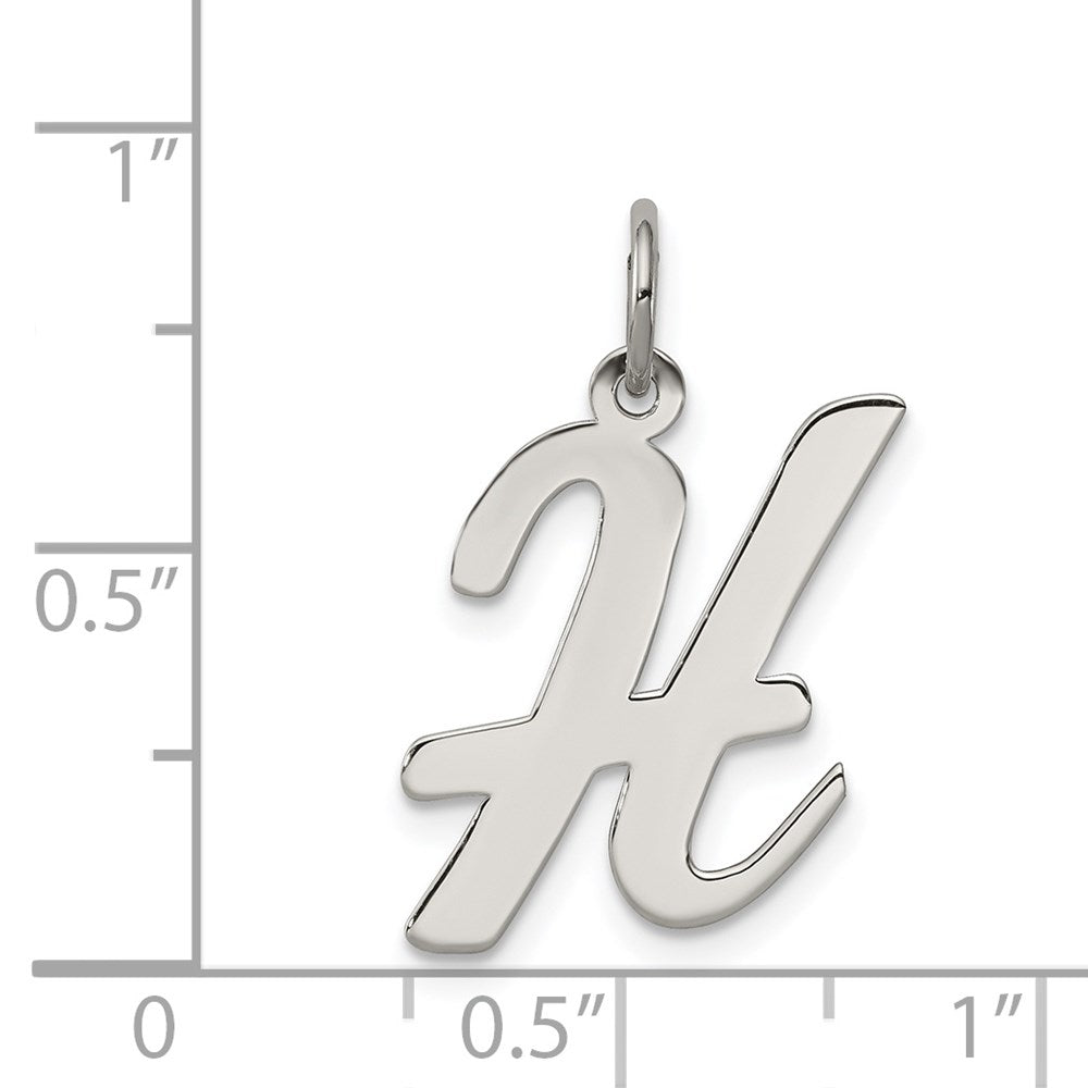 Alternate view of the Sterling Silver Madison Collection LG Classic Script Initial H Pendant by The Black Bow Jewelry Co.
