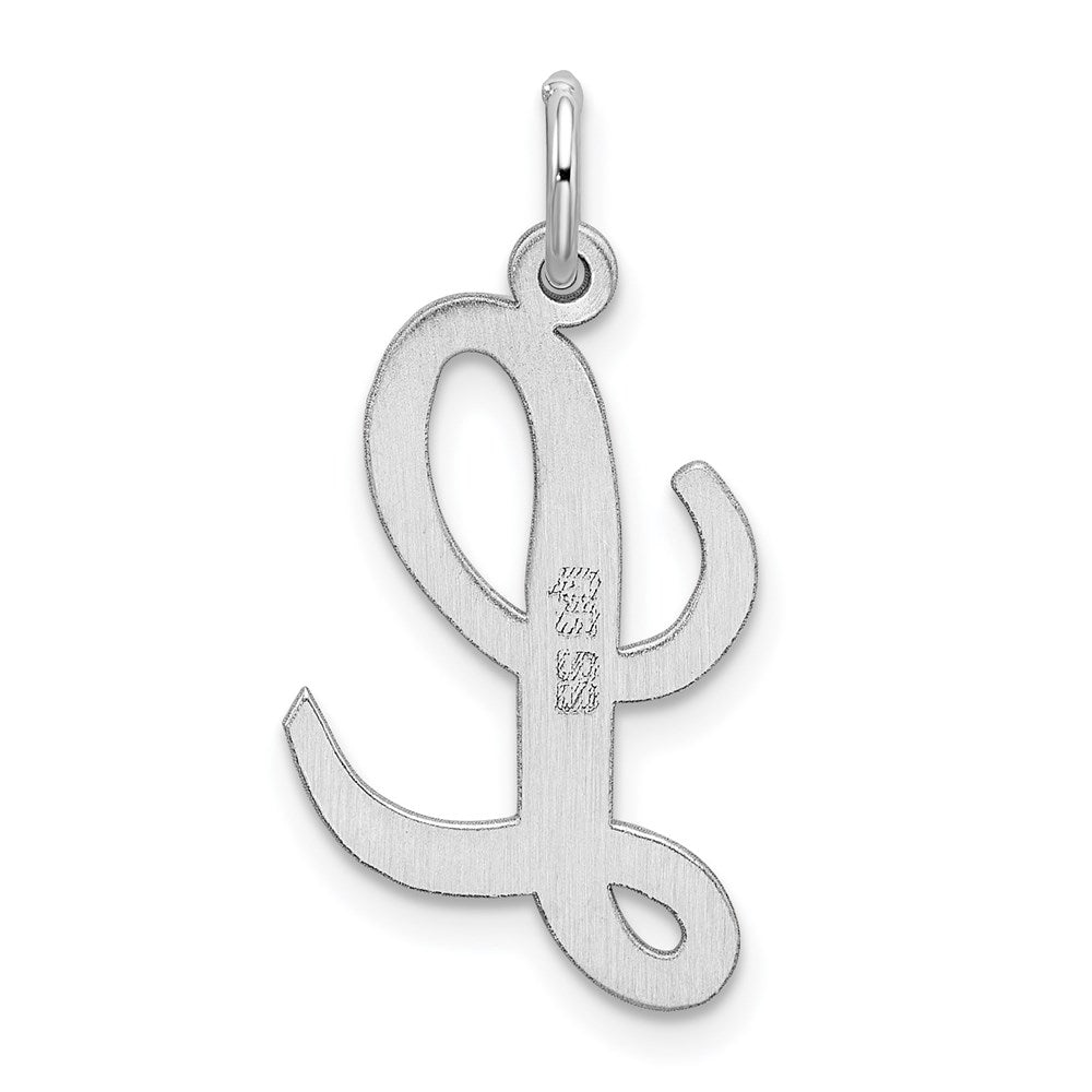 Alternate view of the Sterling Silver Madison Collection LG Classic Script Initial L Pendant by The Black Bow Jewelry Co.