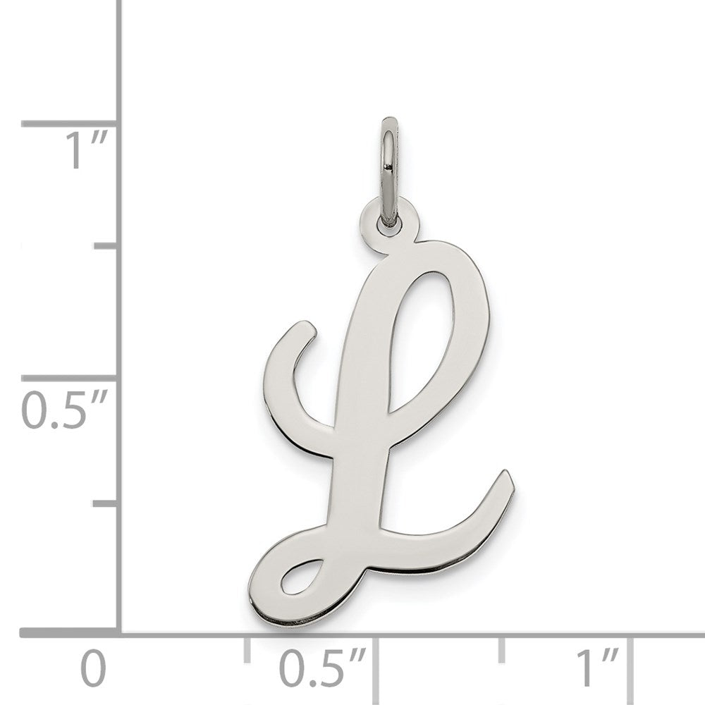 Alternate view of the Sterling Silver Madison Collection LG Classic Script Initial L Pendant by The Black Bow Jewelry Co.
