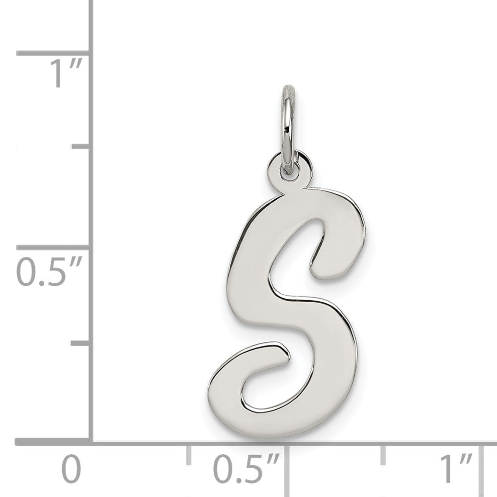 Alternate view of the Sterling Silver Madison Collection LG Classic Script Initial S Pendant by The Black Bow Jewelry Co.