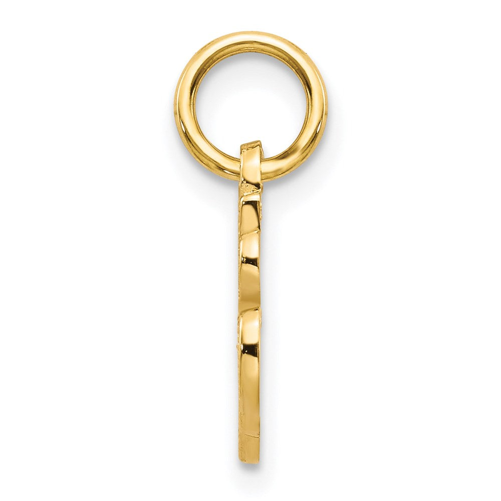 Alternate view of the The Sadie 14k Yellow Gold Mini Satin Script Initial Charm, Letter A by The Black Bow Jewelry Co.