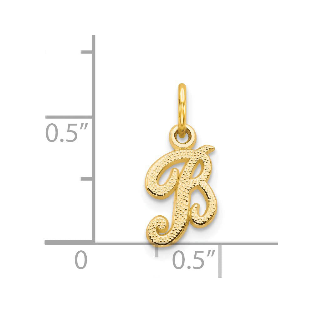 Alternate view of the The Sadie 14k Yellow Gold Mini Satin Script Initial Charm, Letter B by The Black Bow Jewelry Co.