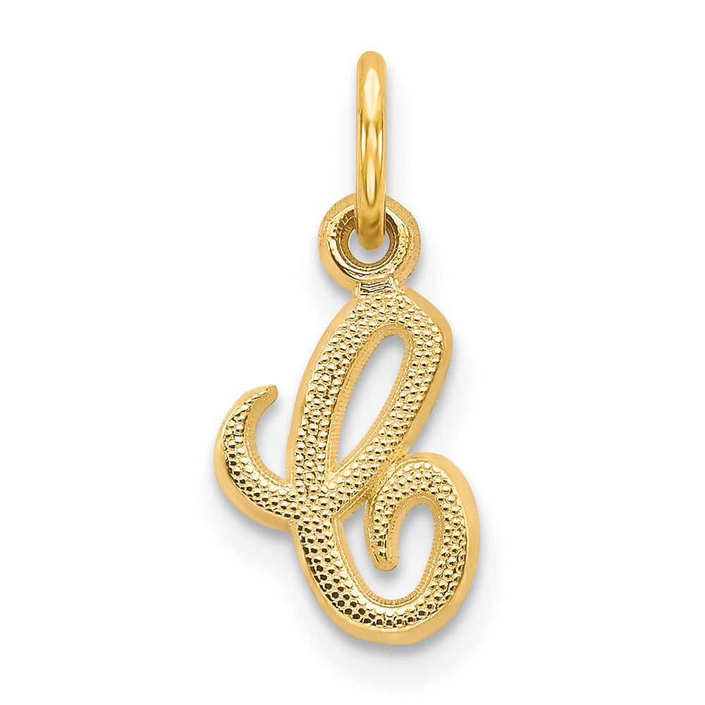 The Sadie 14k Yellow Gold Mini Satin Script Initial Charm, Letter C, Item P10380-C by The Black Bow Jewelry Co.