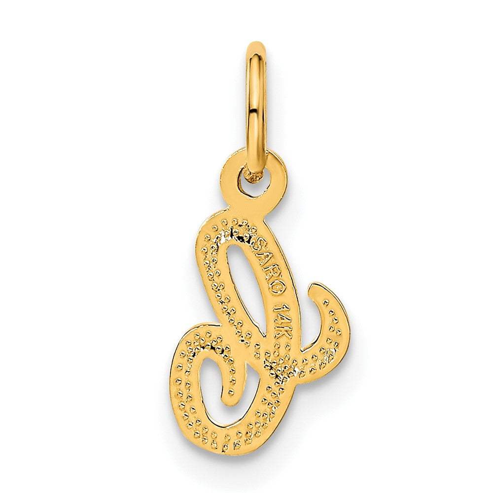 Alternate view of the The Sadie 14k Yellow Gold Mini Satin Script Initial Charm, Letter C by The Black Bow Jewelry Co.