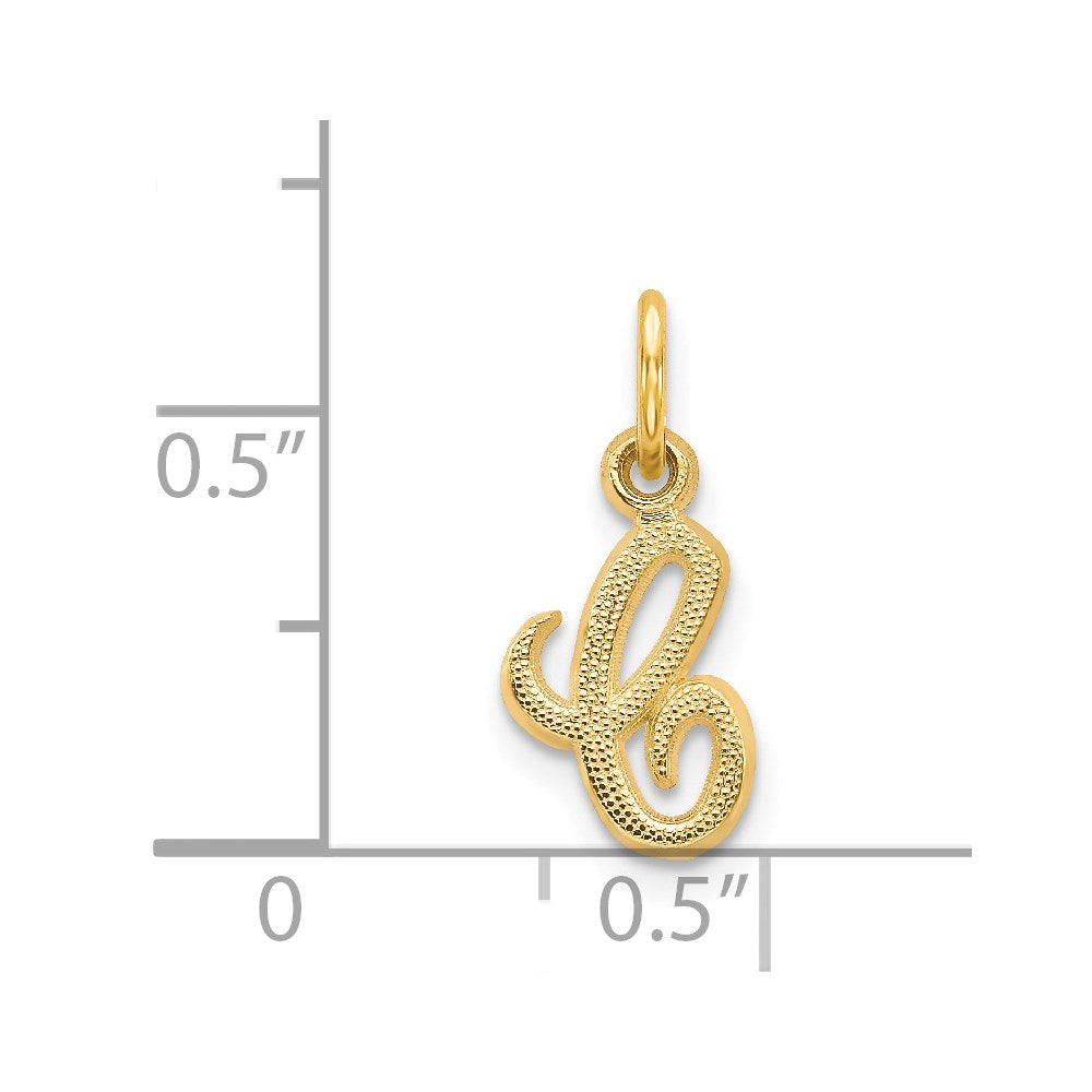 Alternate view of the The Sadie 14k Yellow Gold Mini Satin Script Initial Charm, Letter C by The Black Bow Jewelry Co.